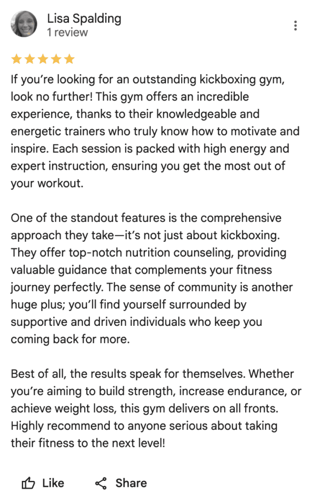 Fitness Kickboxing Testimonial 1